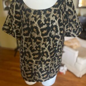 Anthropologie Hutch Black and Gold Animal Print Blouse